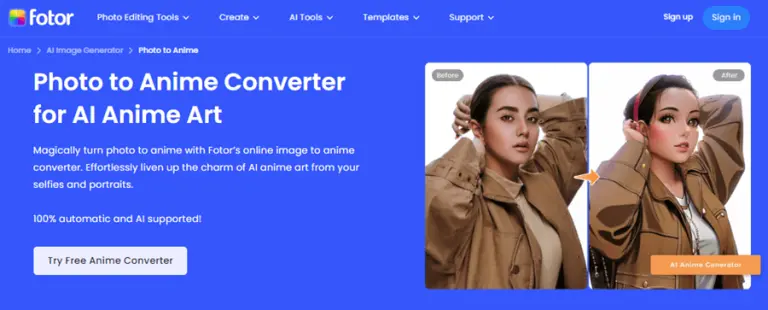 تبدیل عکس به انیمه با وبسایت Fotor.com
